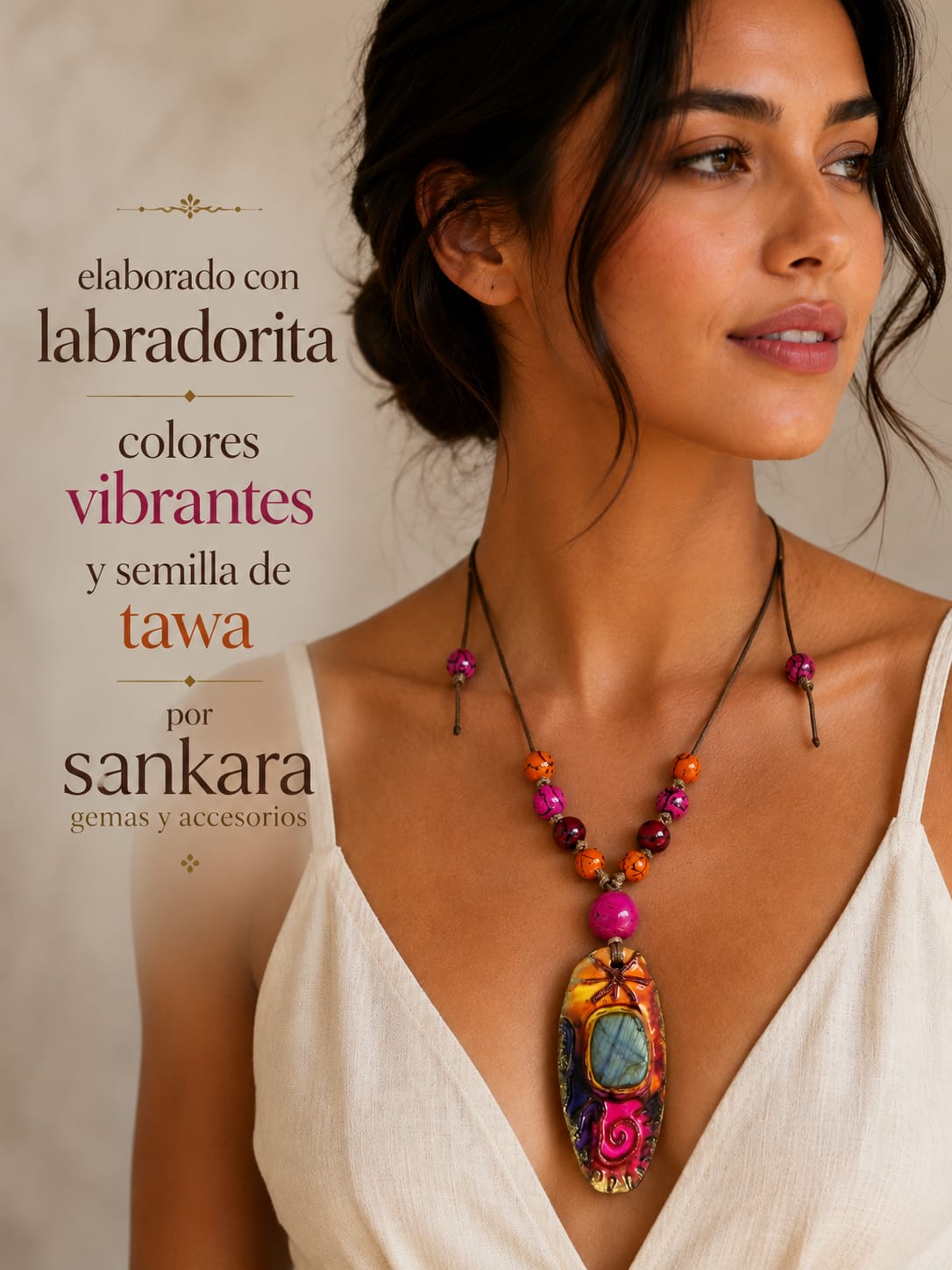 Collar Labradorita y Tawa Vibrante